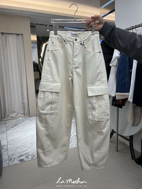 內外磨毛高腰牛仔工作褲